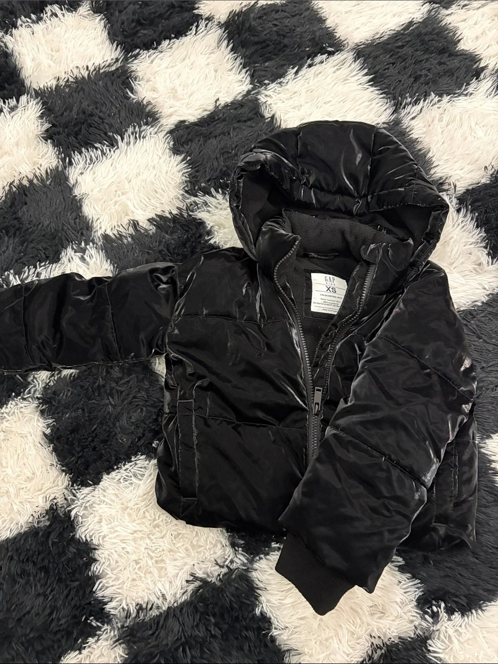 Black Hooded Puffer Jacket - children’s